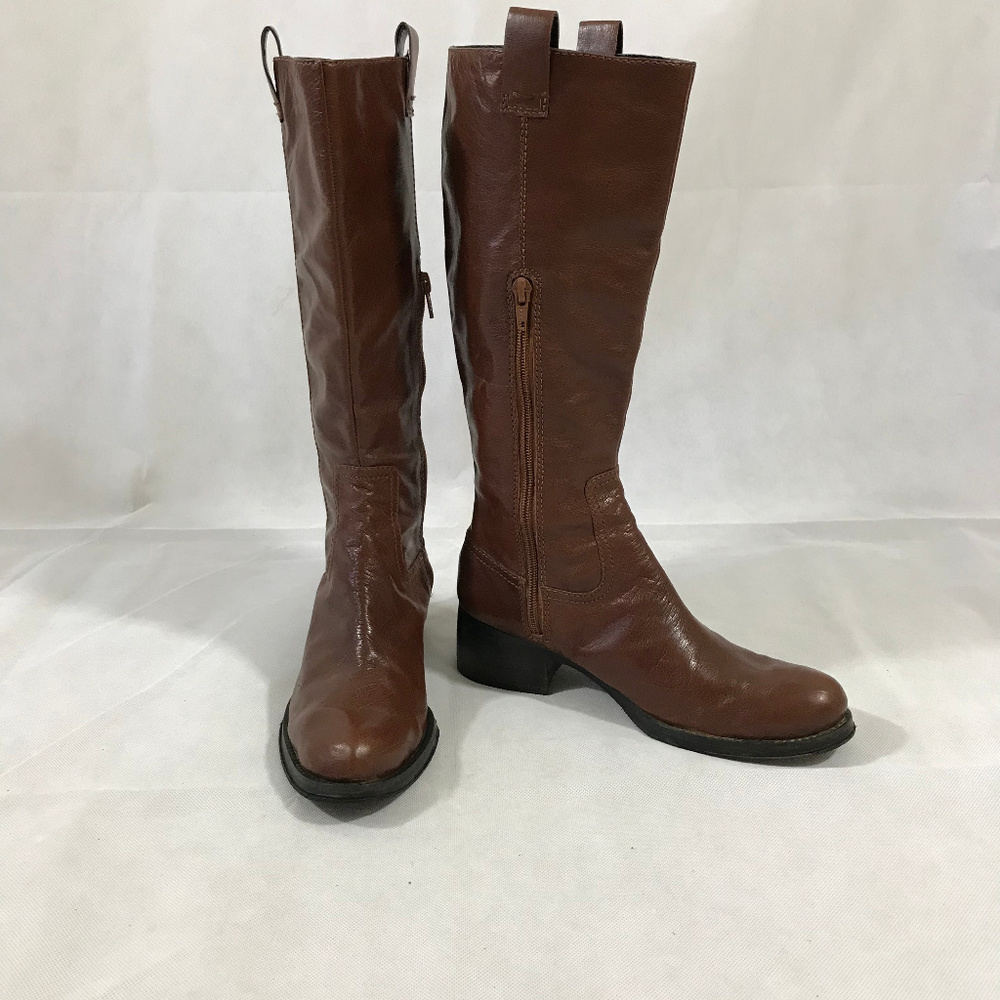 Nine West Brown Leather Zip up Boots- Size 6.5M
